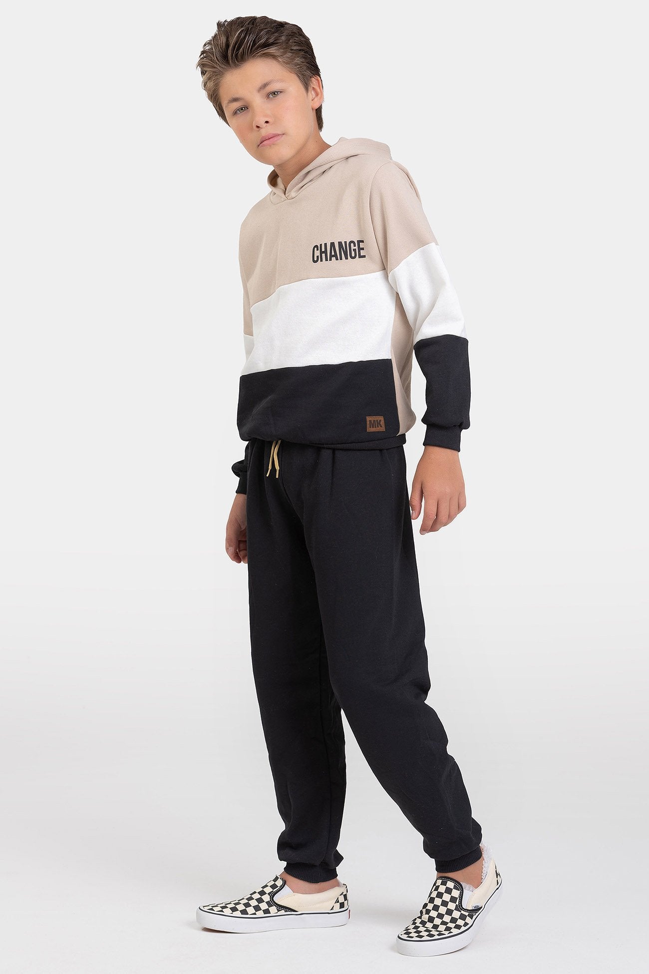 Conjunto Infantil Masculino Moletom Peluciado Change - Bege