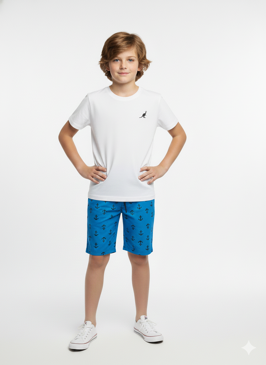 Conjunto Infantil Menino Verão Minimalista Kangulu Branco