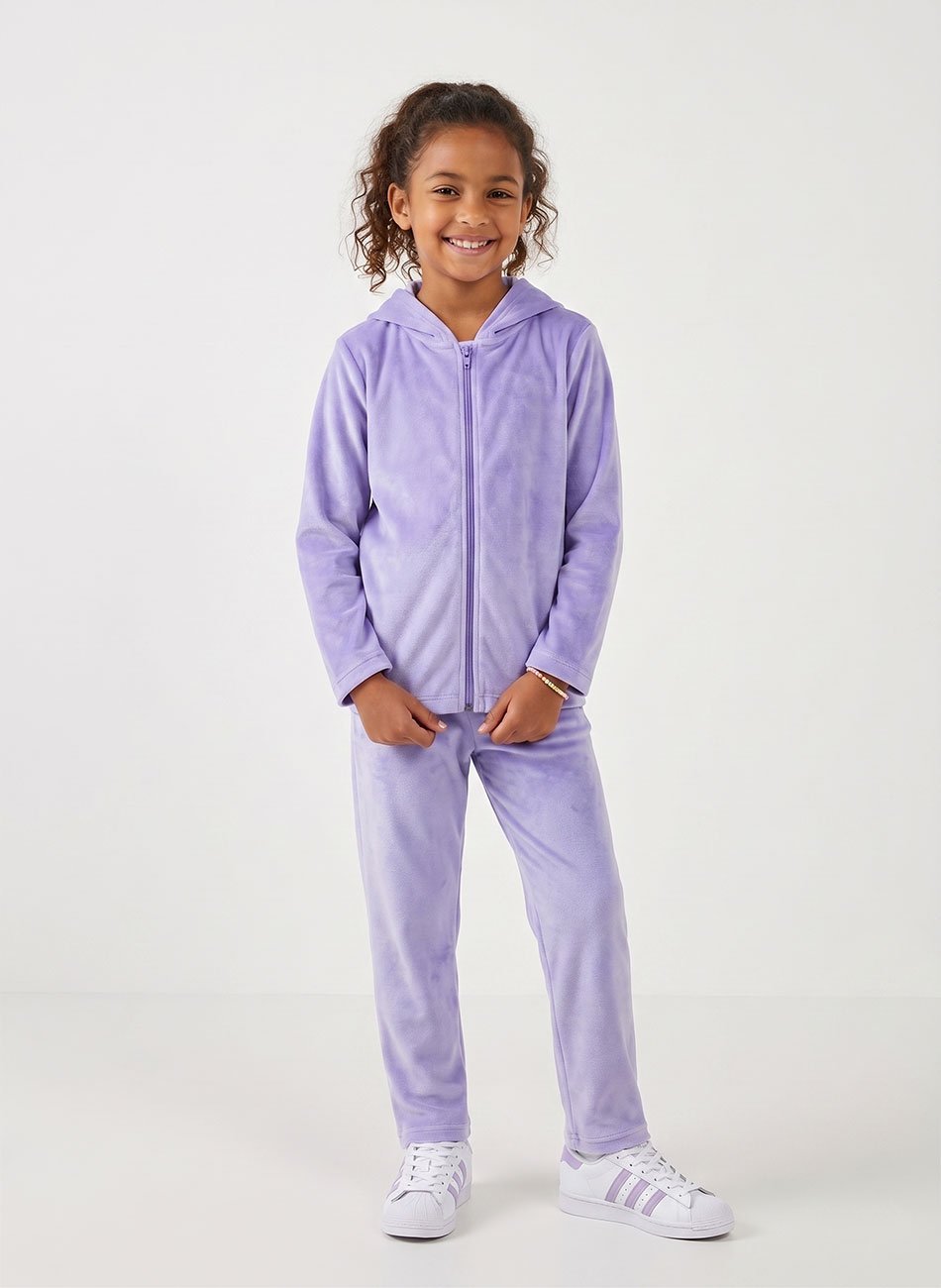 Conjunto Infantil Plush Liso Menina Lilás 476 - Laluna