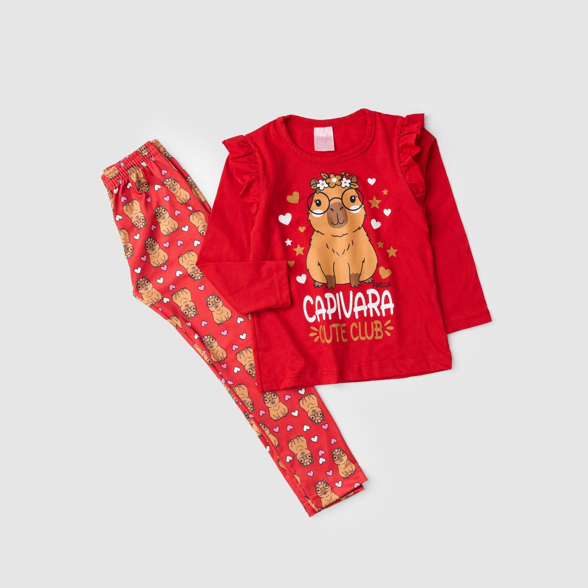 Conjunto Infantil Meia Estação Feminino Capivara - Vermelho