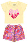 Conjunto Infantil Menina Girl Power Verão Amarelo