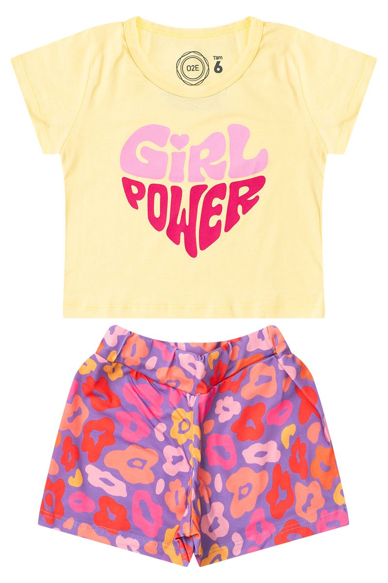 Conjunto Infantil Menina Girl Power Verão Amarelo