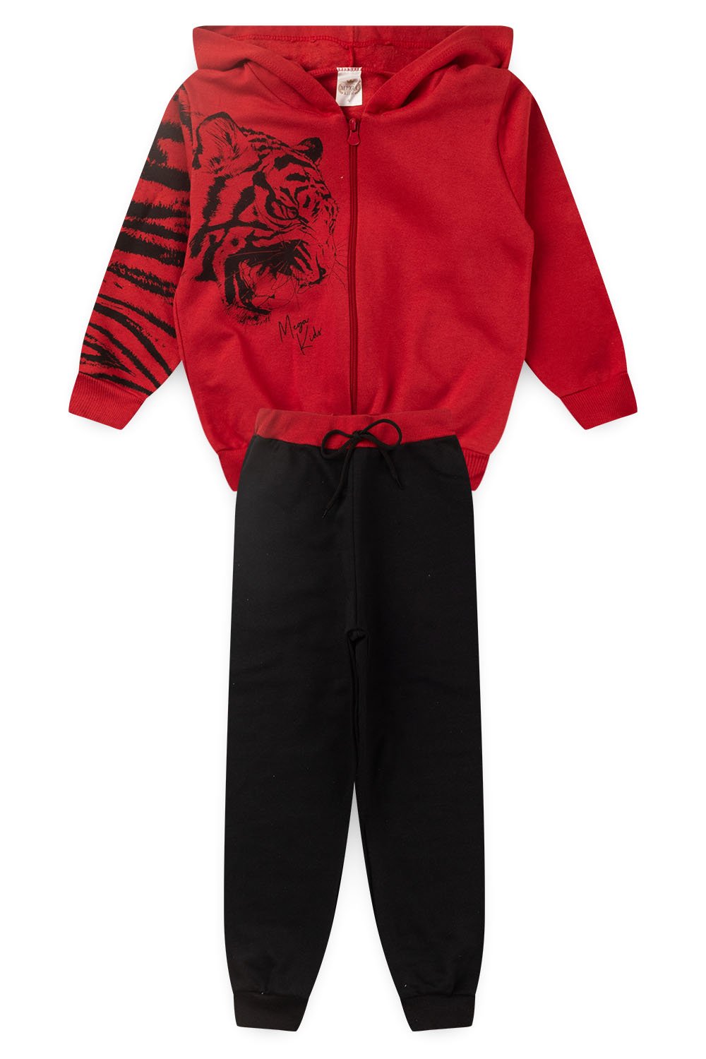 Conjunto Moletom Peluciado Infantil Masculino Tigre - Vermelho