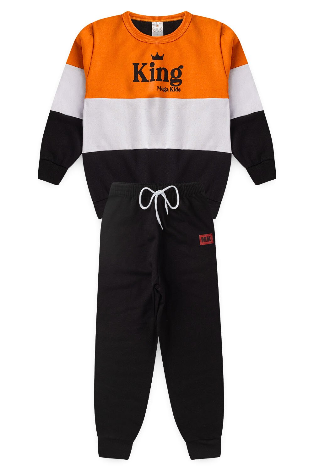 Conjunto Moletom Peluciado Infantil Masculino King - Laranja