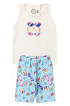Conjunto Infantil Menina Óculos Verão Off White