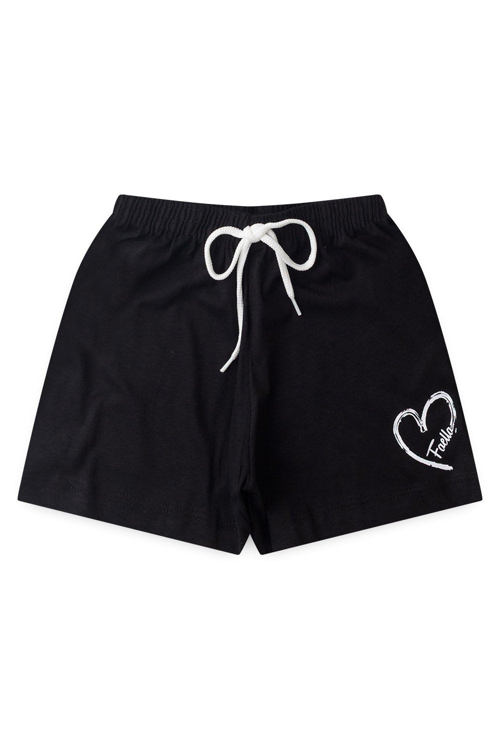 Conjunto Cropped Infantil Verão Feminino Coração Faella - Preto