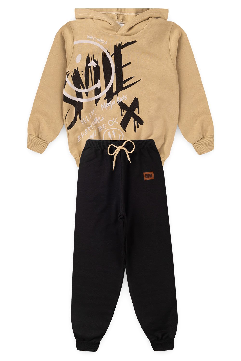 Conjunto Moletom Peluciado Infantil Masculino Smile - Bege