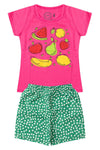 Conjunto Infantil Menina Frutinha Verão Rosa Chiclete