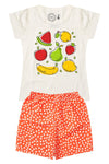 Conjunto Infantil Menina Frutinha Verão Off White