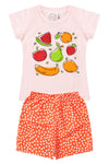 Conjunto Infantil Menina Frutinhas Verão Rosa Bebê