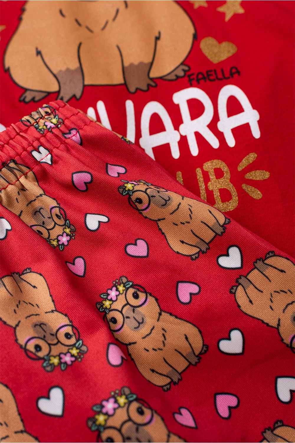 Conjunto Infantil Meia Estação Feminino Capivara - Vermelho