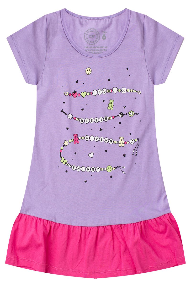 Vestido Infantil Menina Verão Lilás