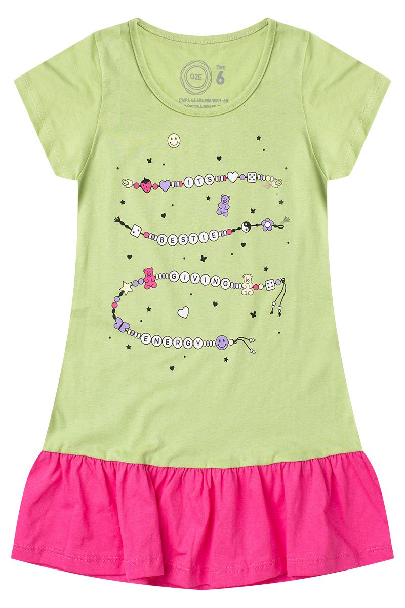 Vestido Infantil Menina Verão Verde