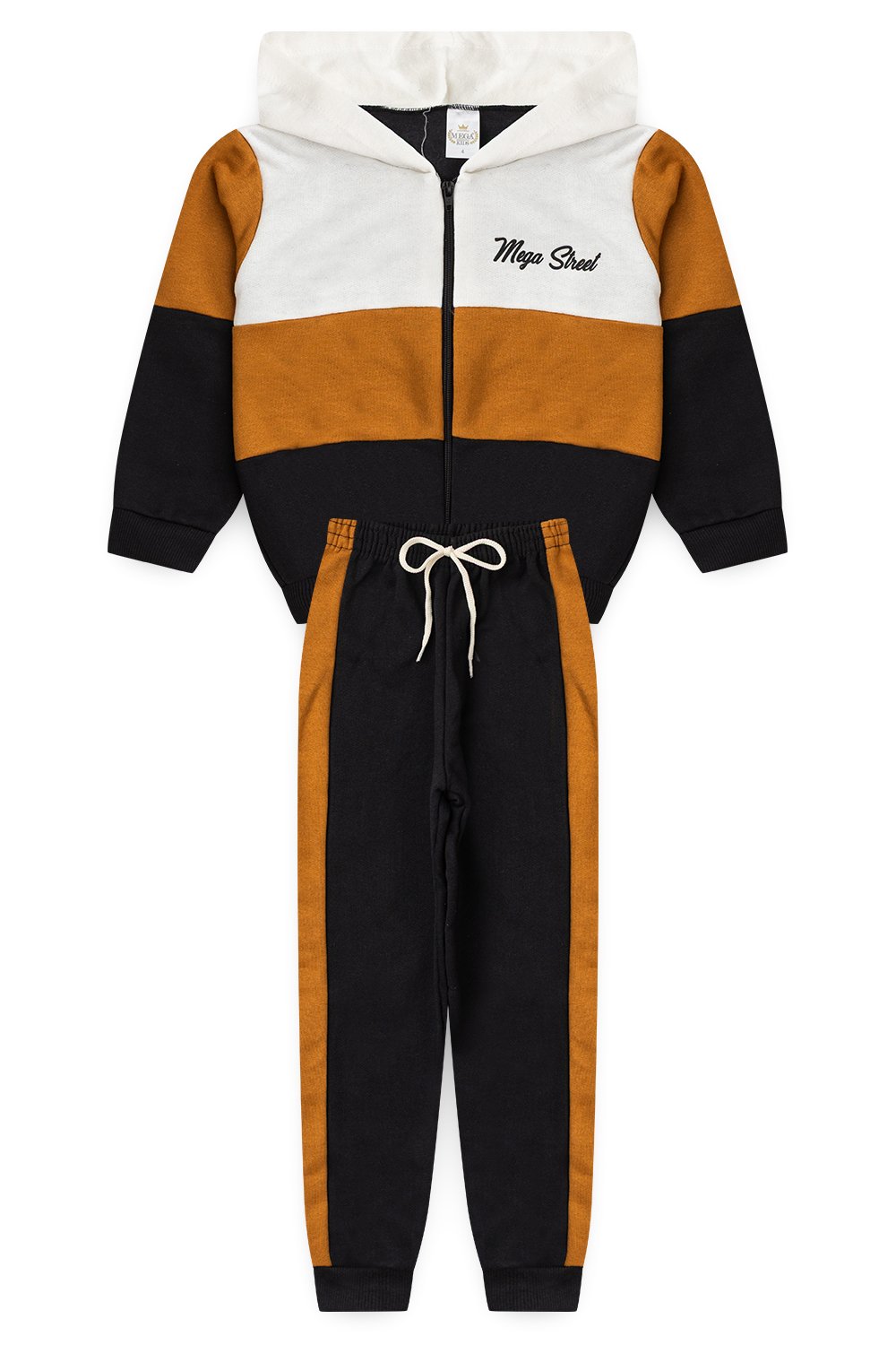Conjunto Moletom Peluciado Infantil Masculino Recortes Mega Kids - Off White