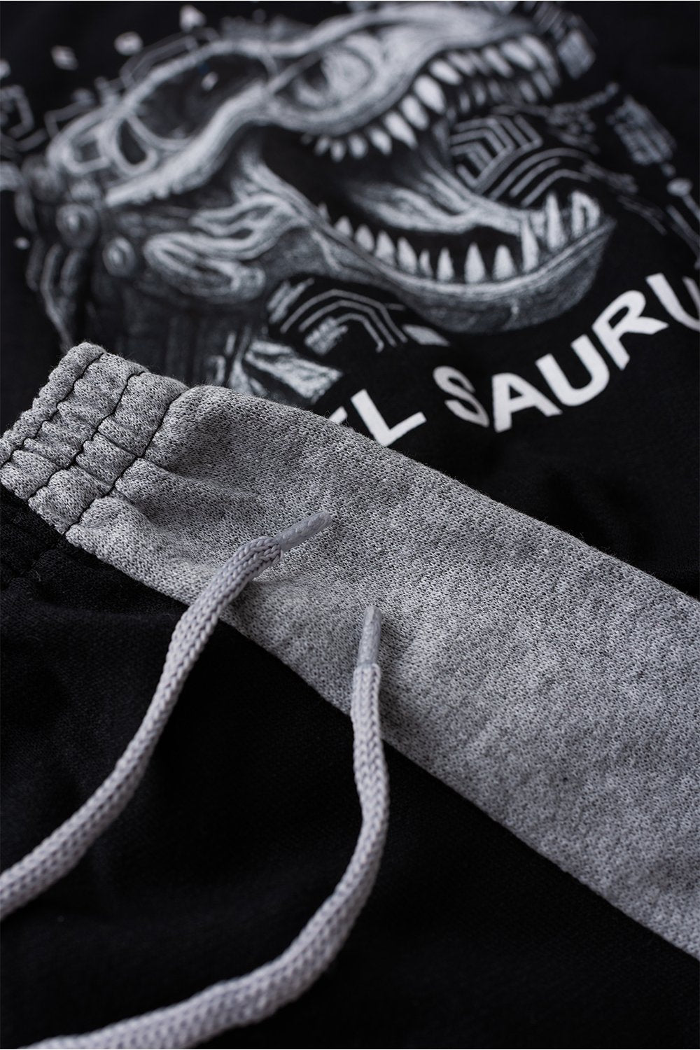 Conjunto Moletom Peluciado Infantil Masculino Steel Saurus - Preto