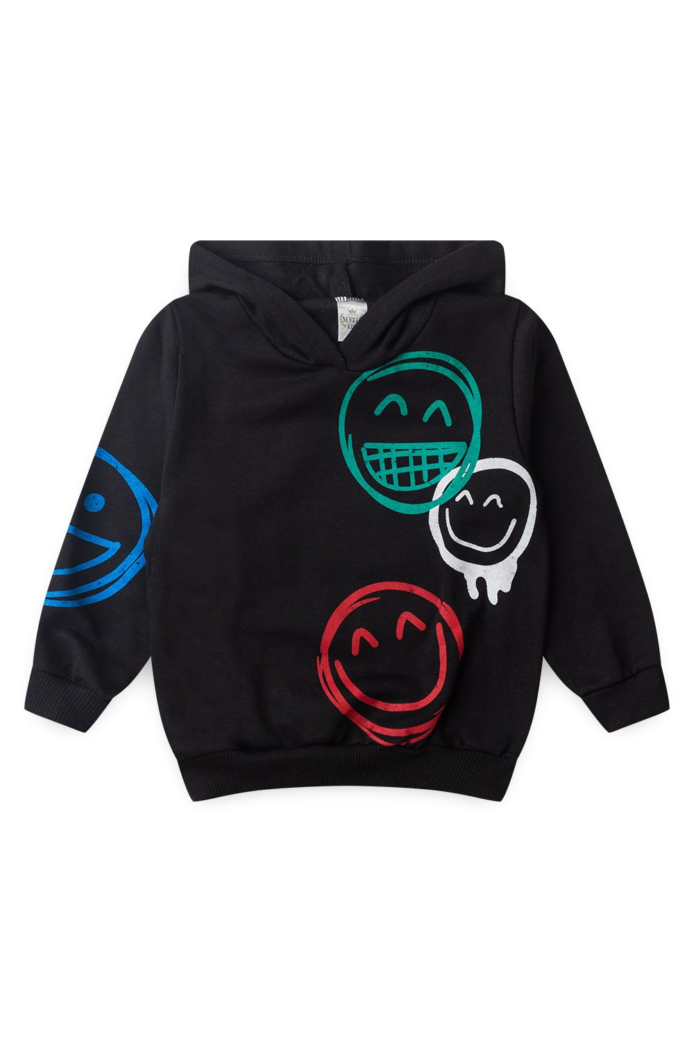 Conjunto Moletom Peluciado Infantil Masculino Emogis - Preto