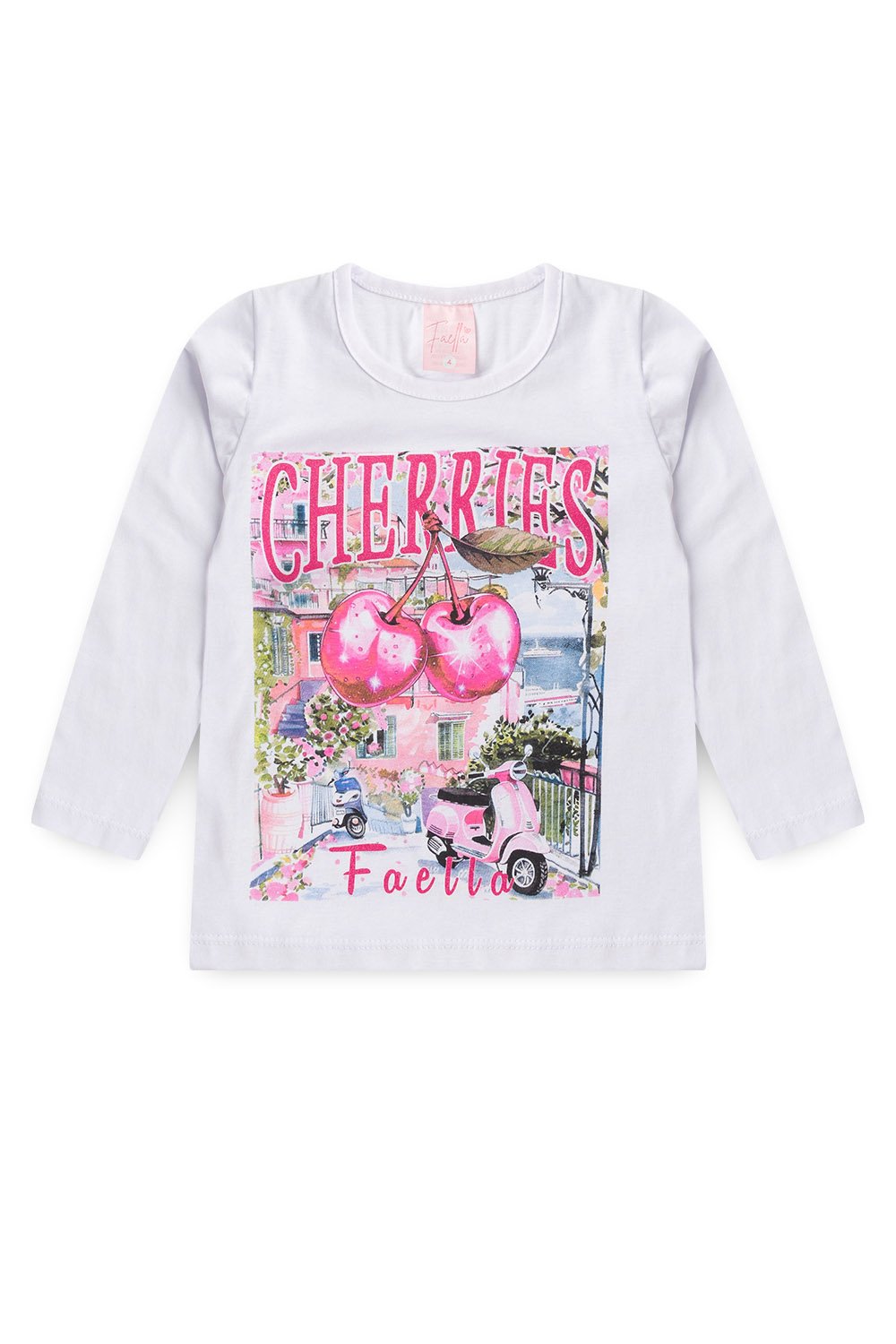 Conjunto Infantil Meia Estação Feminino Cerejas - Branco