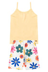 Conjunto Infantil Menina Flores Regata + Shorts Amarelo