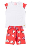 Conjunto Infantil Menina Corações Verão Branco