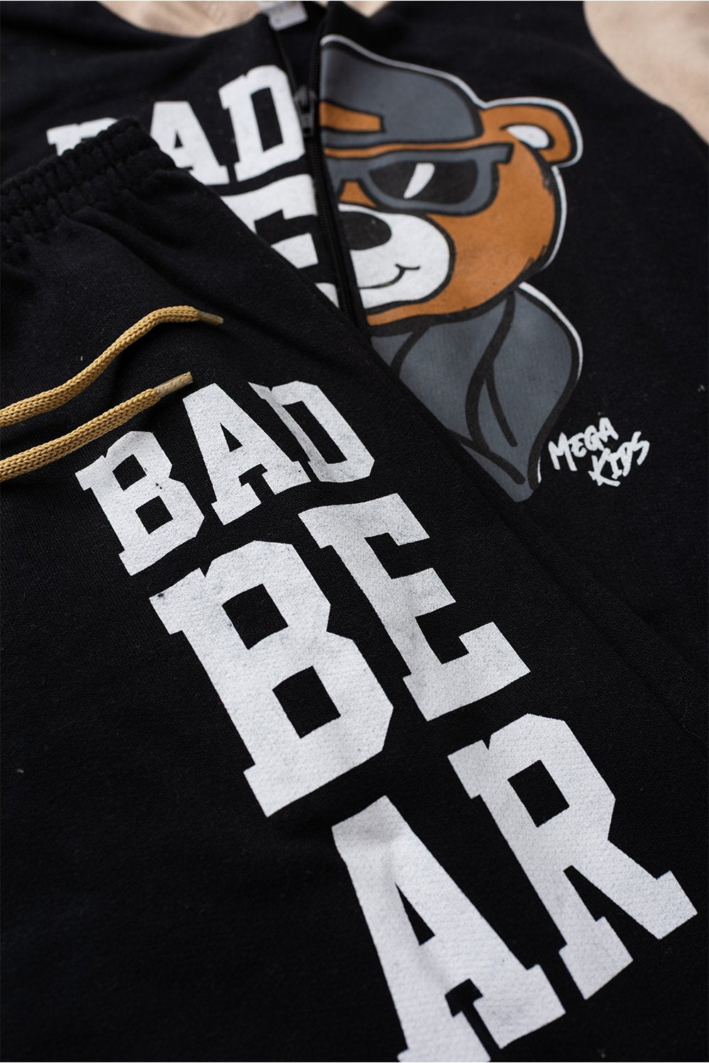 Conjunto Moletom Peluciado Infantil Masculino Bad Bear - Preto