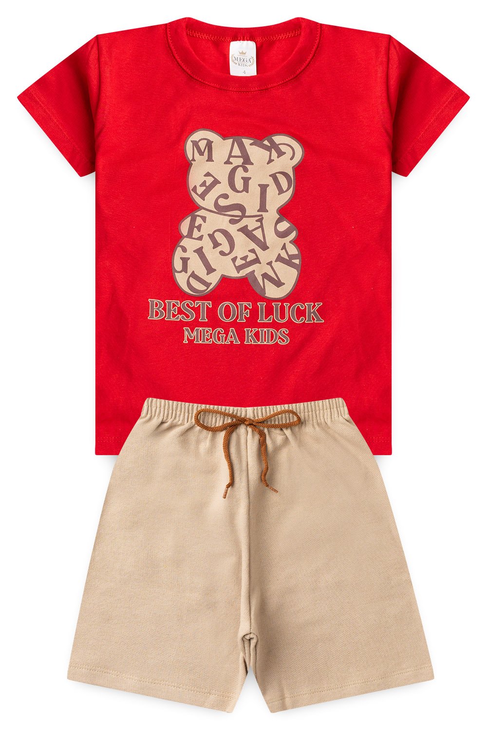 Conjunto Infantil Verão Masculino Ursinho Mega Kids - Vermelho