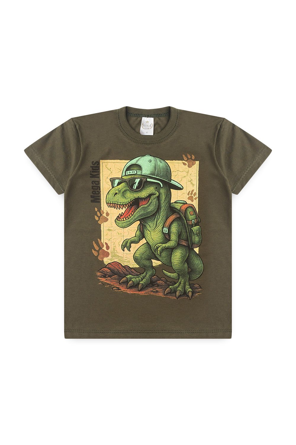 Conjunto Infantil Verão Masculino Dino de Boné - Verde