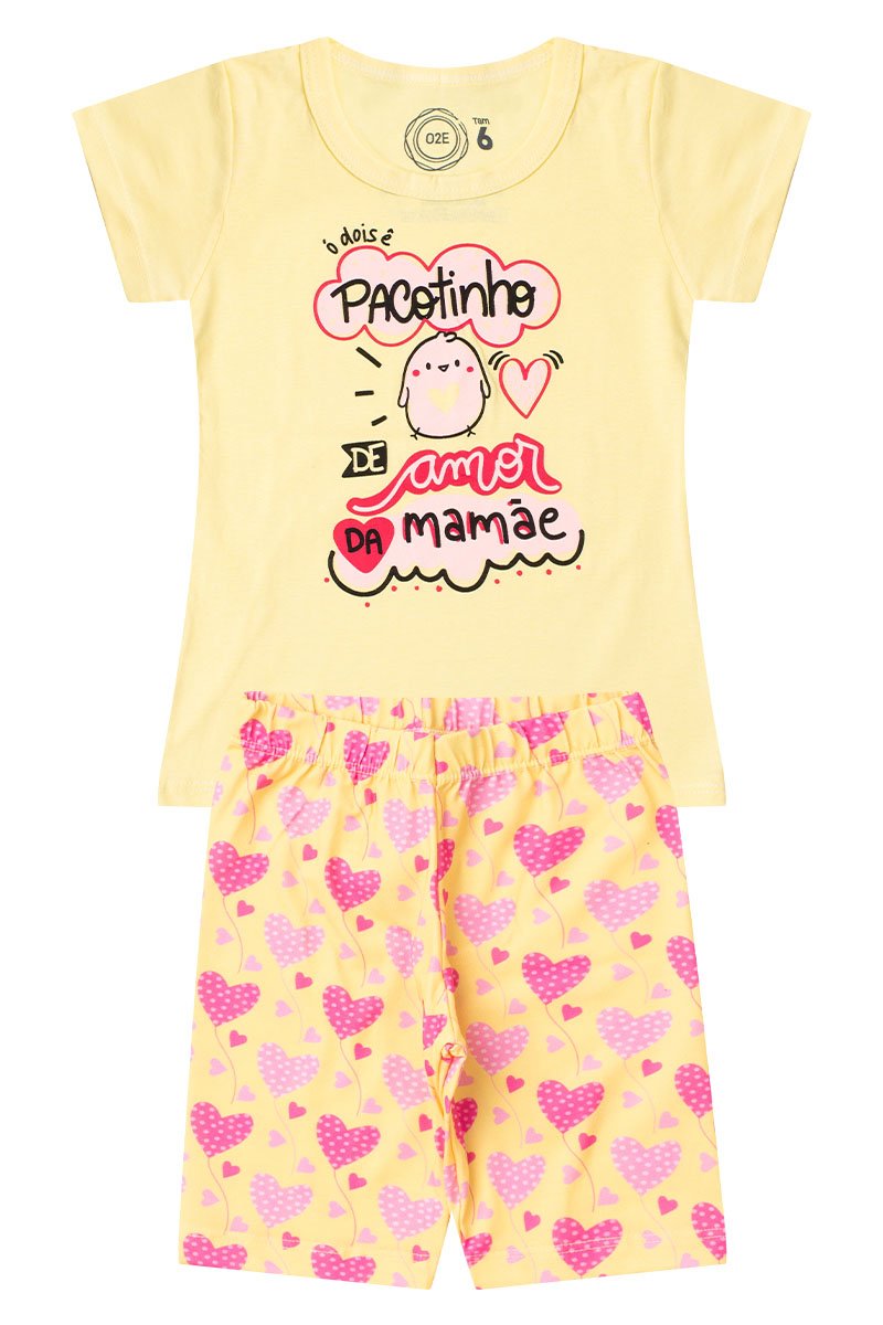 Conjunto Infantil Menina Pacotinho Verão Amarelo