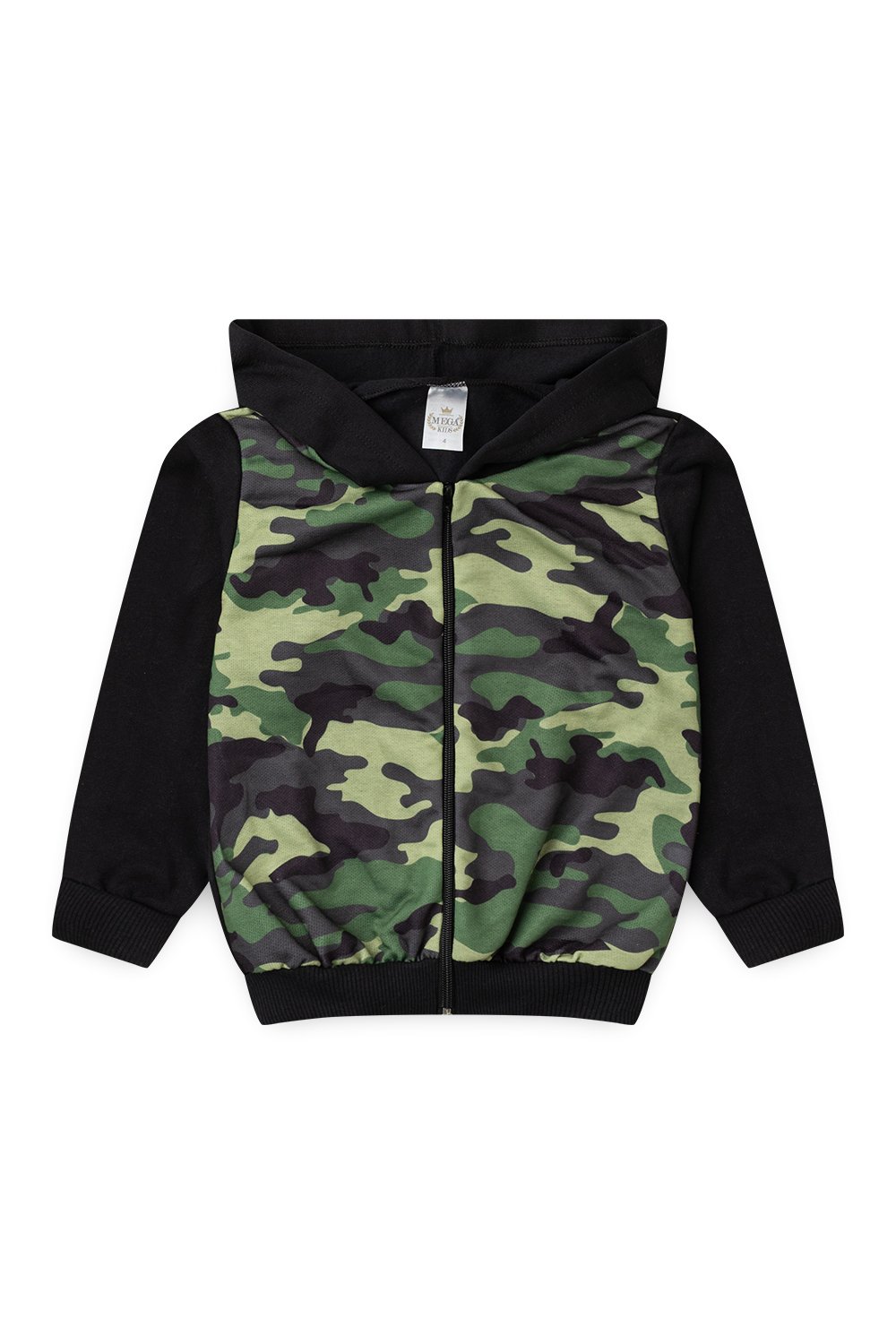 Conjunto Moletom Peluciado Infantil Masculino Camuflado - Preto
