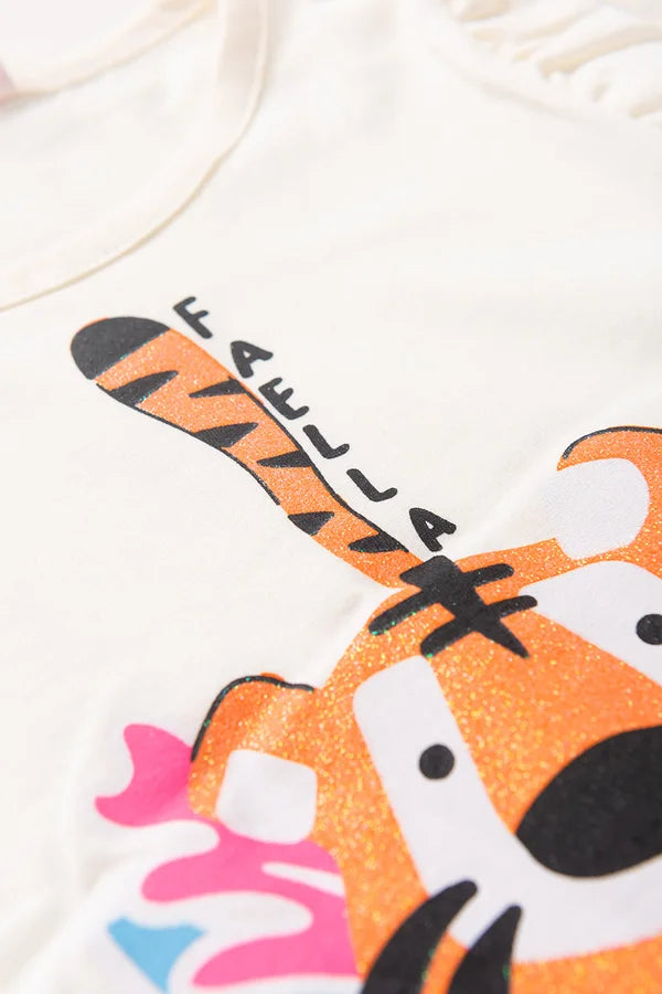 Conjunto Infantil Meia Estação Feminino Tigre Faella - Off White