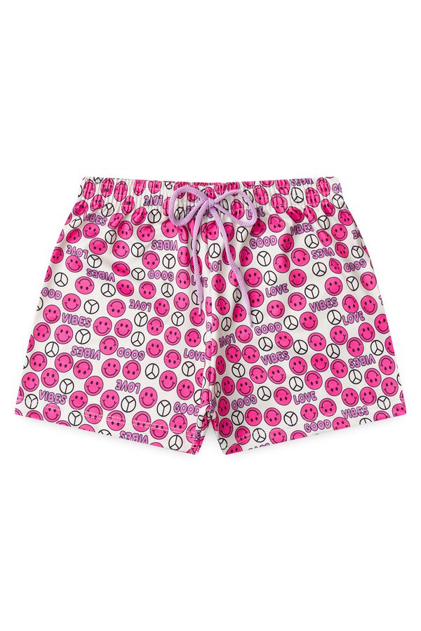 Conjunto Cropped Infantil Verão Feminino Good Vibes - Off White