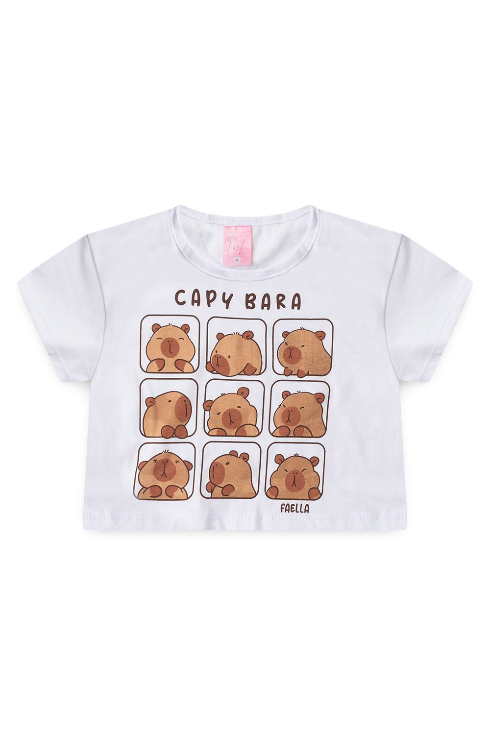 Conjunto Cropped Infantil Verão Feminino Capy Bara - Branco