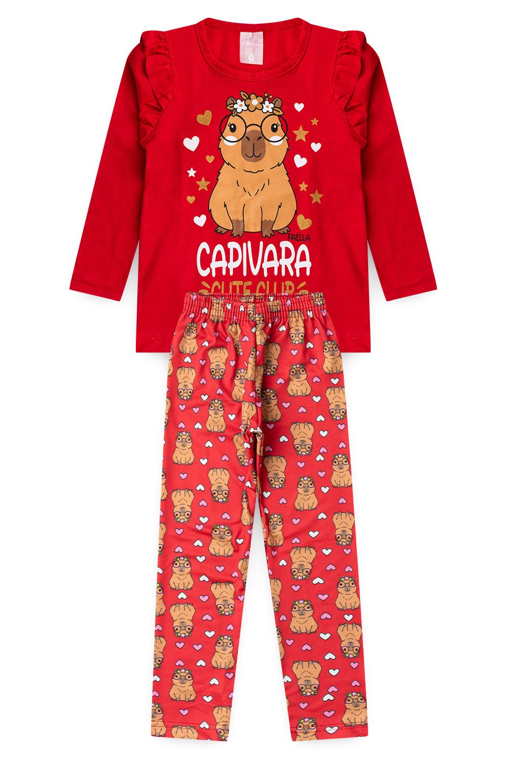 Conjunto Infantil Meia Estação Feminino Capivara - Vermelho