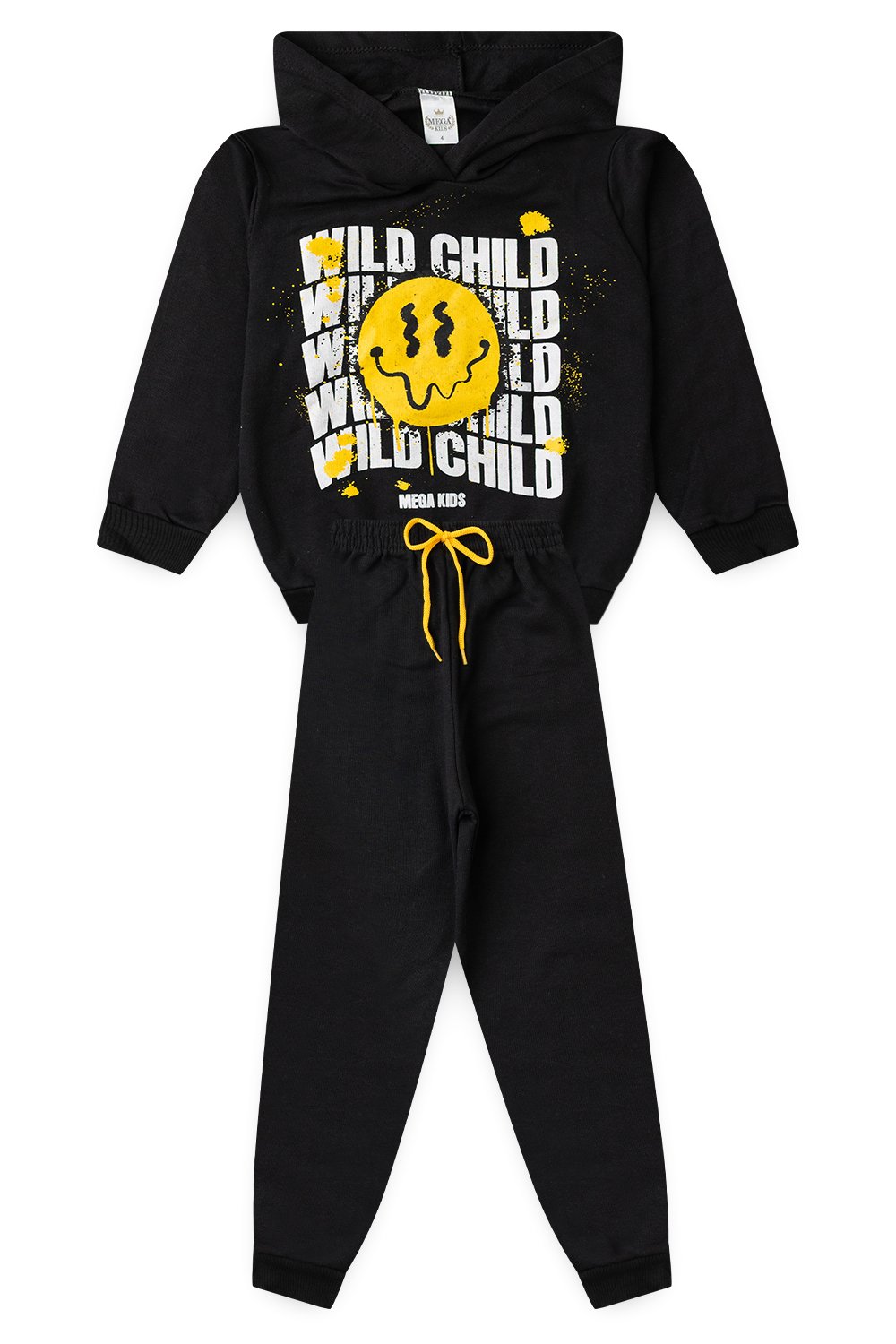 Conjunto Infantil Masculino Moletom Wild Child Emogi - Preto