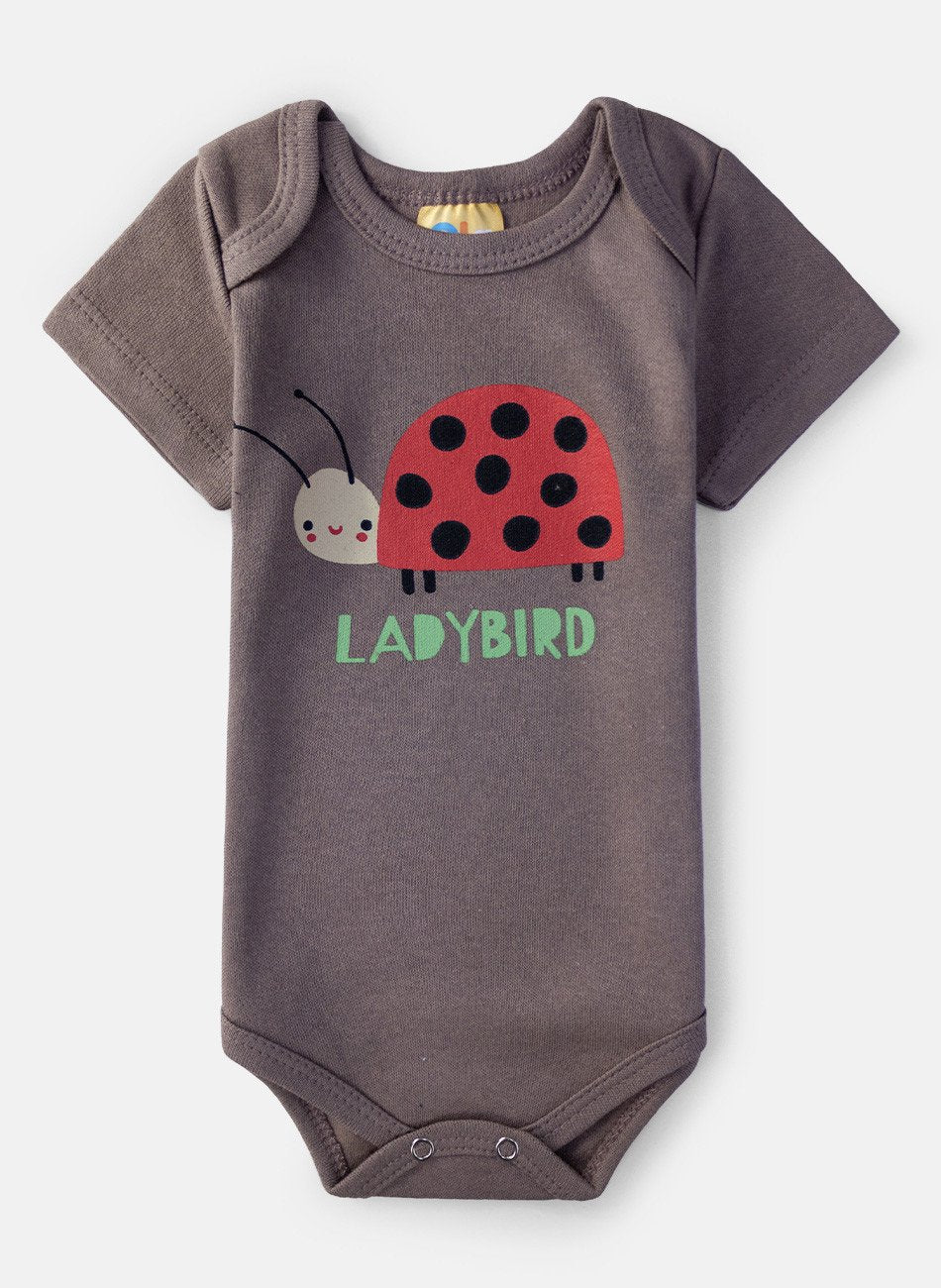 Body Bebê Manga Curta Joaninha Ladybird Marrom 0311 - Ola Kids