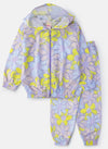Conjunto Infantil Menina Corta Vento C/Capuz Flores Lilás 0567 - Laluna