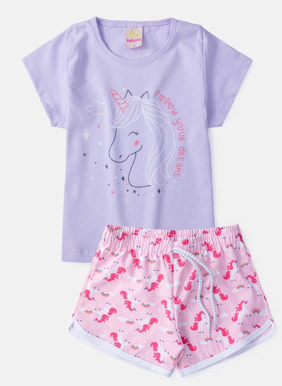 Conjunto Infantil Menina Follow Your Dreams Lilás 0435 - Laluna