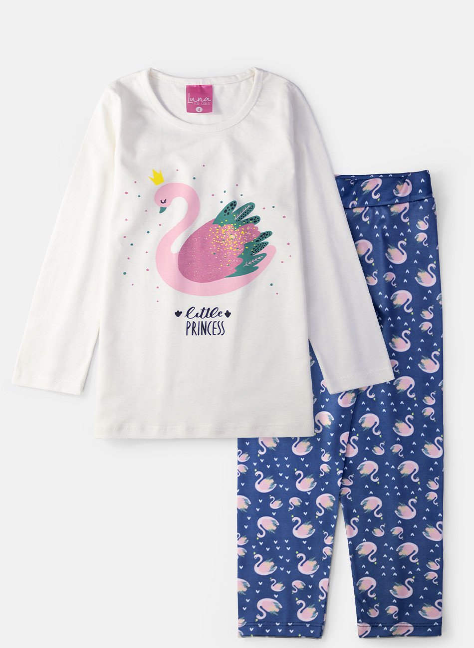 Conjunto Infantil Menina Meia Estação Little Princess Creme 0209 - Laluna