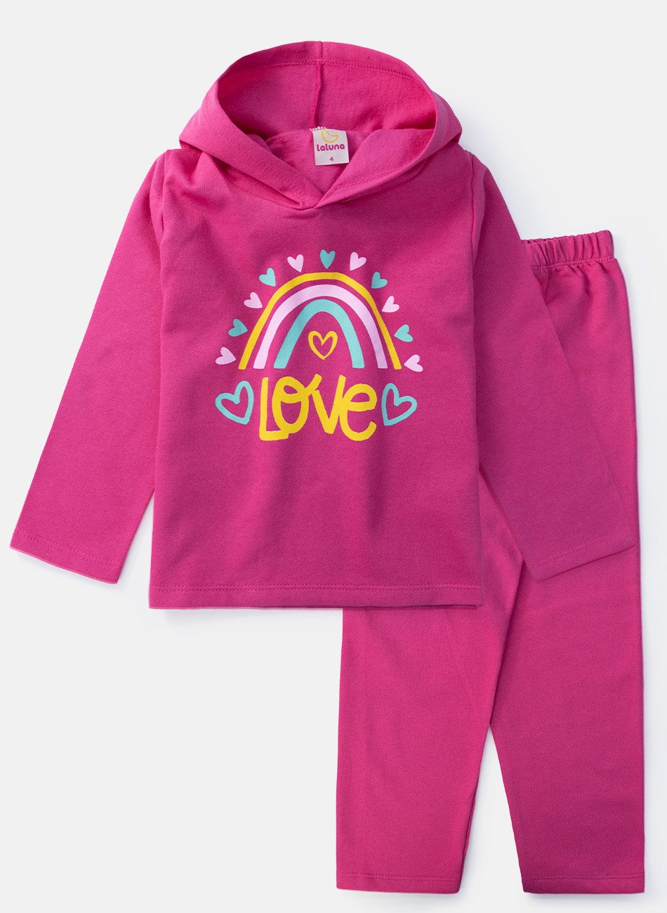 Conjunto Infantil Menina Moletom Love Pink 139 - Laluna