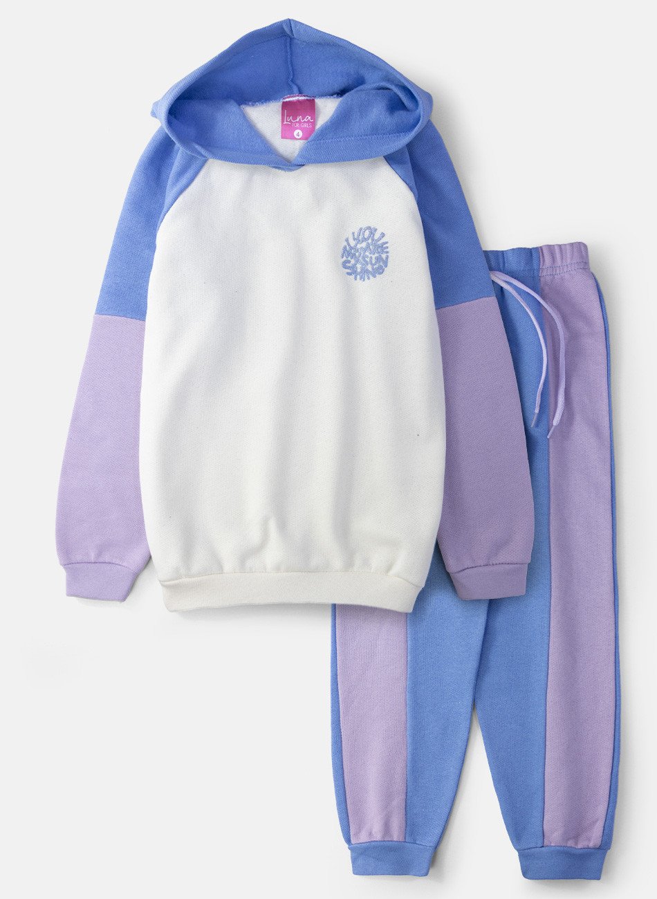 Conjunto Infantil Menina Moletom You Are Azul 0440 - Laluna