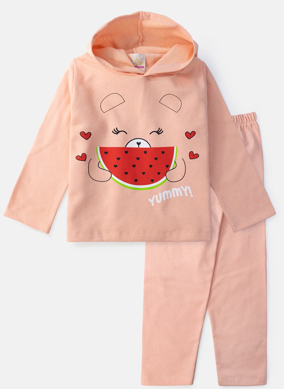 Conjunto Infantil Menina Moletom Yummy Pêssego 0400 - Laluna