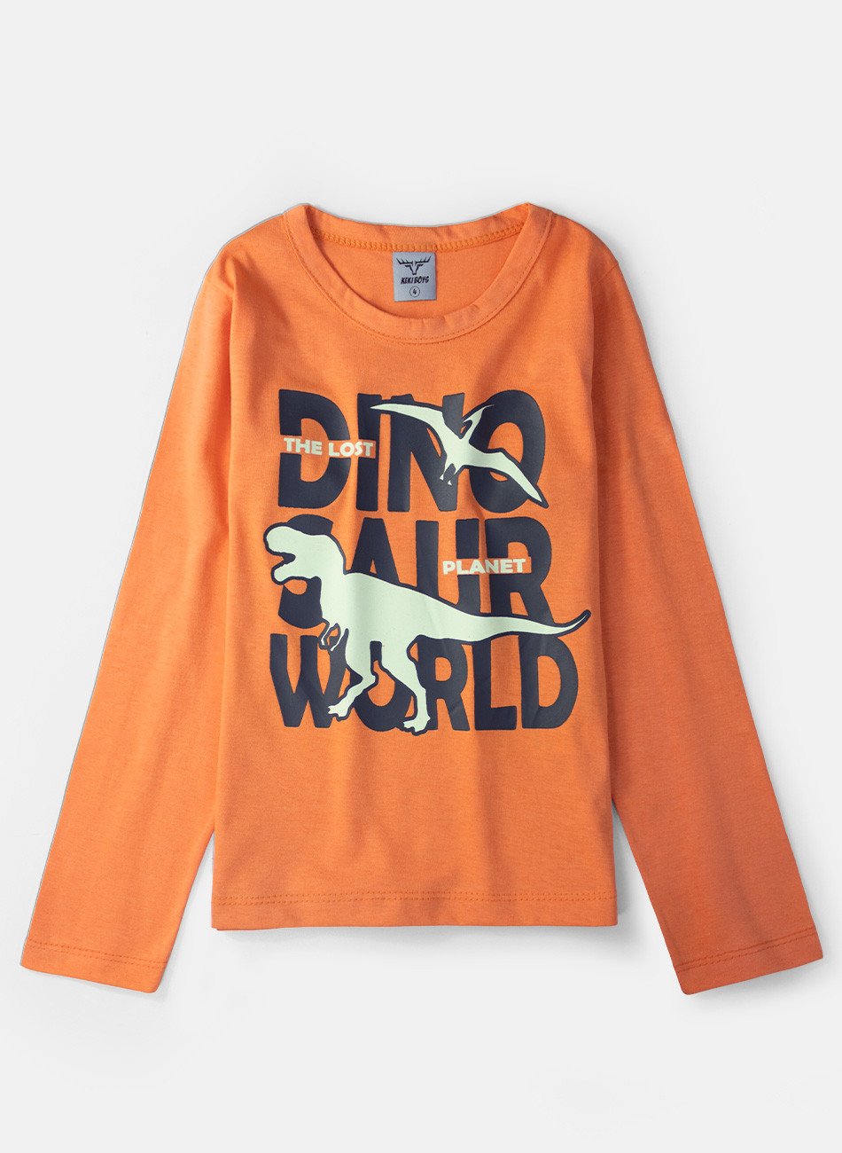 Conjunto Infantil Menino Meia Estação Dinosaur Laranja 071 - Keki Boys