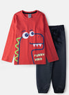 Conjunto Infantil Menino Meia Estação Funny Dino Vermelho 0331 - Keki Boys