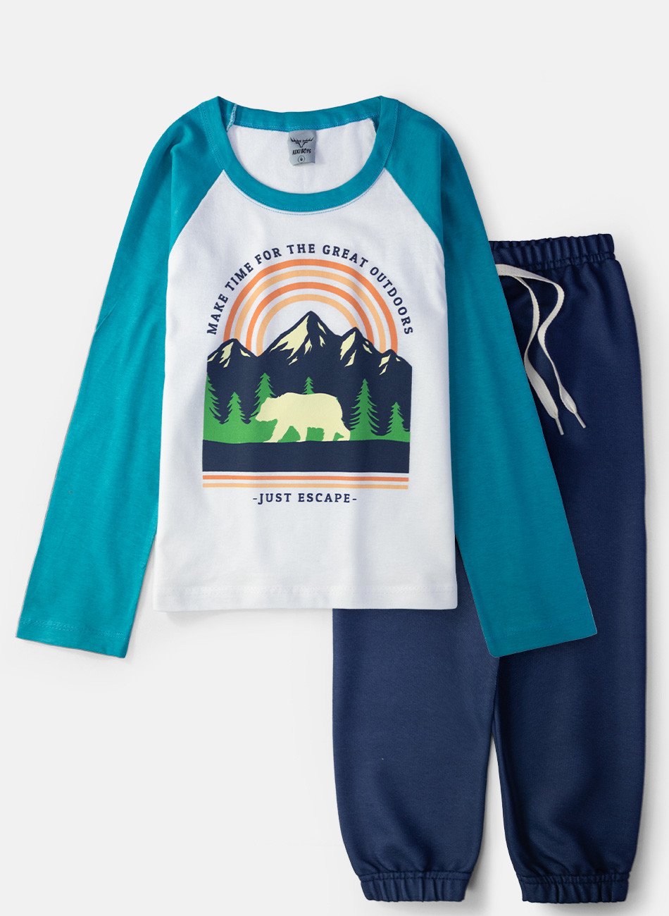 Conjunto Infantil Menino Meia Estação Make Time Creme 578 - Keki Boys