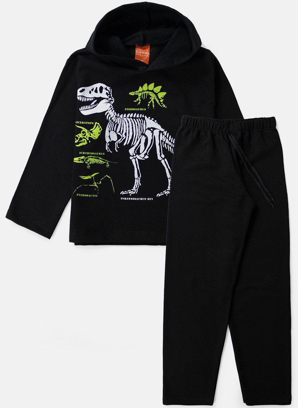 Conjunto Infantil Menino Moletom Dinossauros Preto 0663 - Torrox