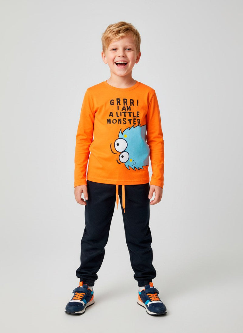 Conjunto Infantil Meia Estação Menino A Little Monster Laranja 0472 - Keki Boys