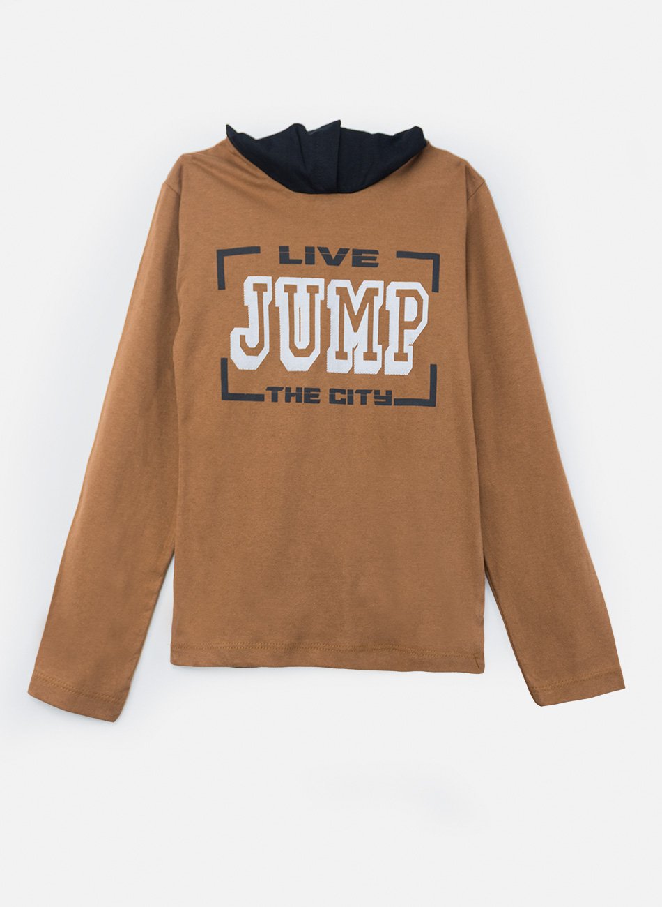 Conjunto Infantil Meia Estação Menino com Capuz Live Jump Marrom 0105 - Keki Boys