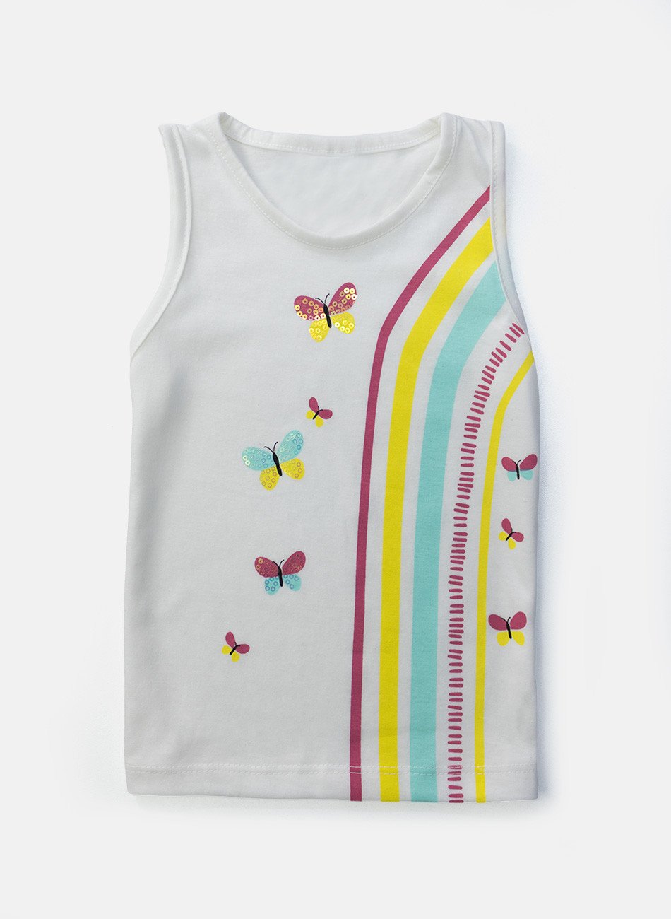 Conjunto Infantil Menina Borboletas Creme 0711 - Laluna