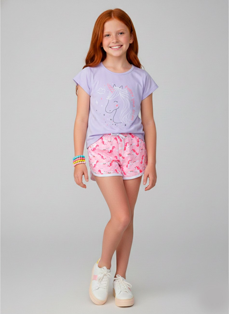 Conjunto Infantil Menina Follow Your Dreams Lilás 0435 - Laluna