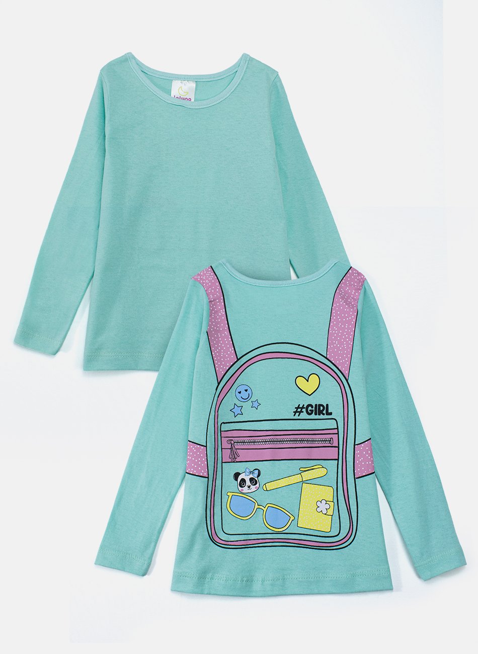 Conjunto Infantil Menina Meia Estação Girl Verde 0590 - Laluna