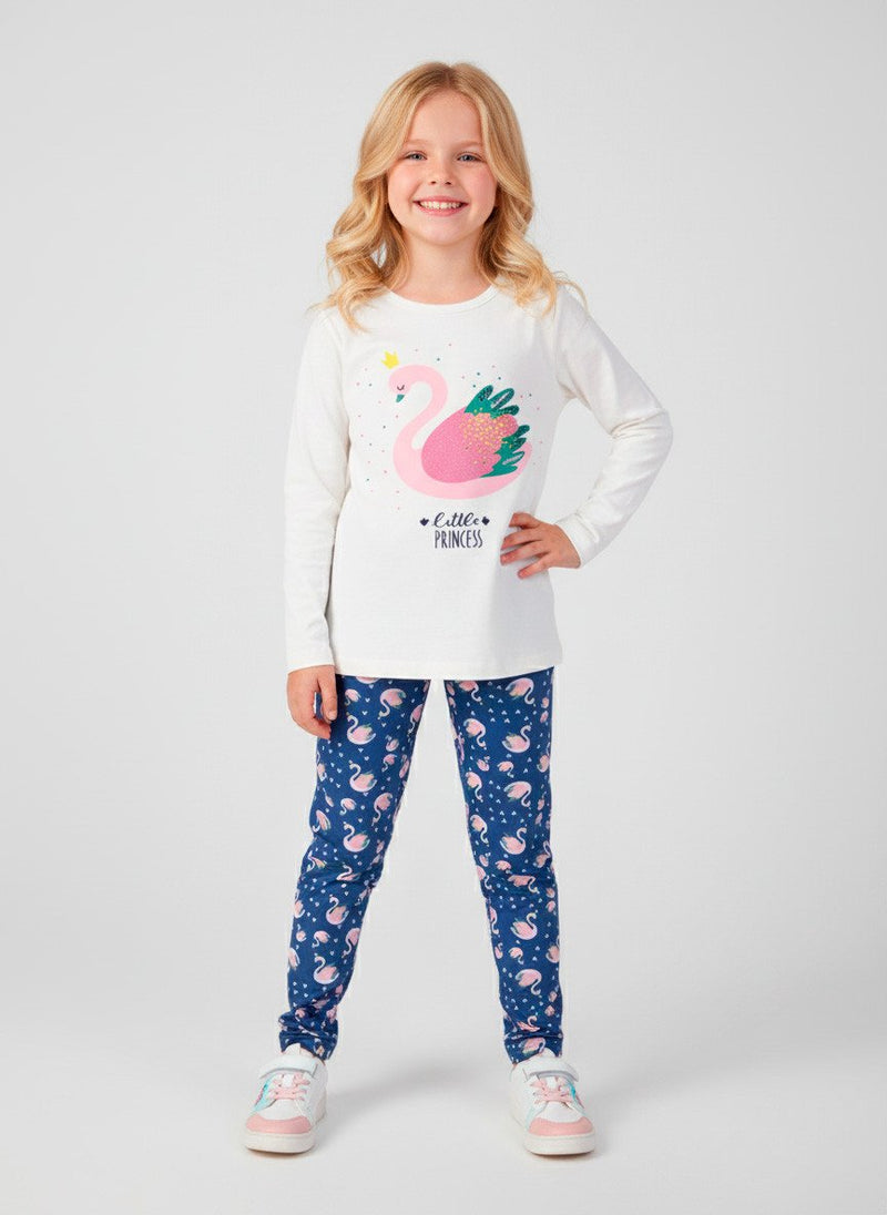 Conjunto Infantil Menina Meia Estação Little Princess Creme 0209 - Laluna